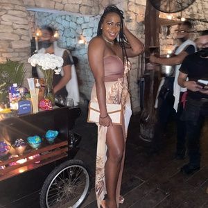 JLUXLABEL TAN VERSAILLES SWEETHEART MAXI SKIRT SET